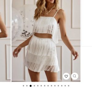 Gatsby white fringe crop top - 12th tribe